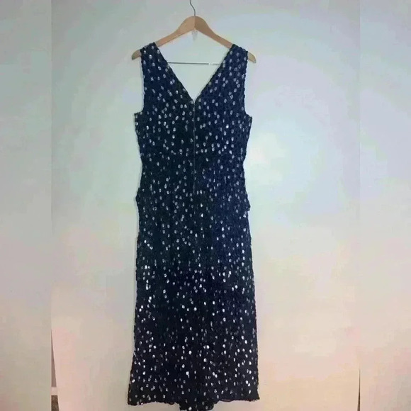 NEW KATE SPADE NEW YORK Silk Blend Navy Burnout Velvet Sleeveless Jumpsuit - Picture 8 of 15